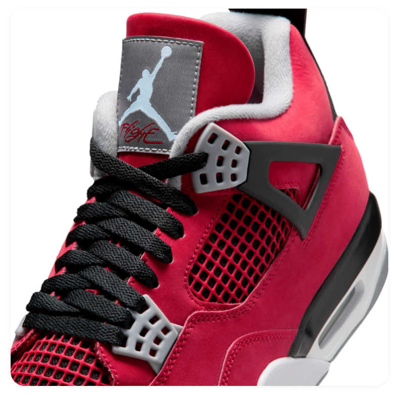Air Jordan 4 Retro 'Toro Bravo' Fire Red Black & Grey Sneakers