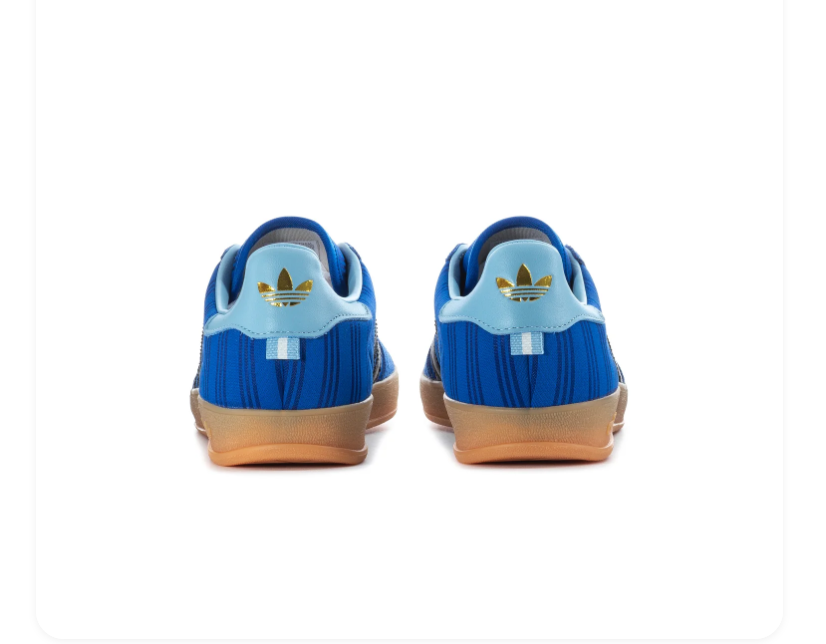 Adidas Gazelle Indoor 'Blue Bird & Core Black' Royal Blue Suede, Black 3-Stripes, Light Blue Collar & Gum Outsole Heritage Lifestyle Sneakers