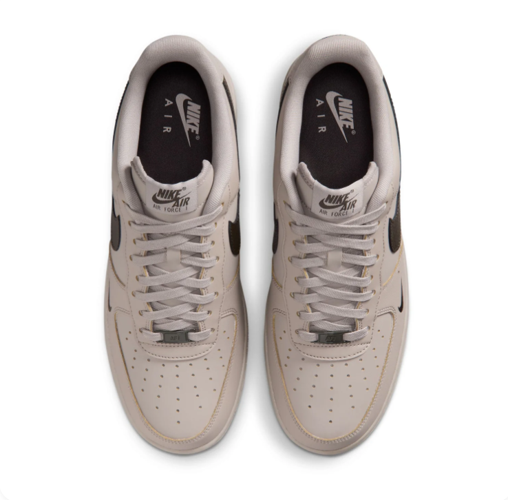 Nike Air Force 1 Low '07 'Moon Fossil & Baroque Brown' Light Stone Leather, Baroque Brown Swoosh & Tonal Earth-Tone AF1 Sneakers