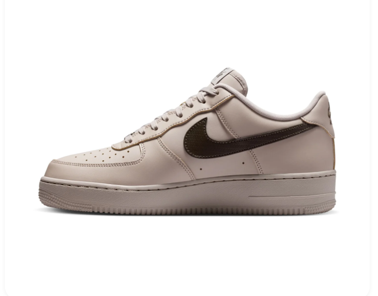 Nike Air Force 1 Low '07 'Moon Fossil & Baroque Brown' Light Stone Leather, Baroque Brown Swoosh & Tonal Earth-Tone AF1 Sneakers