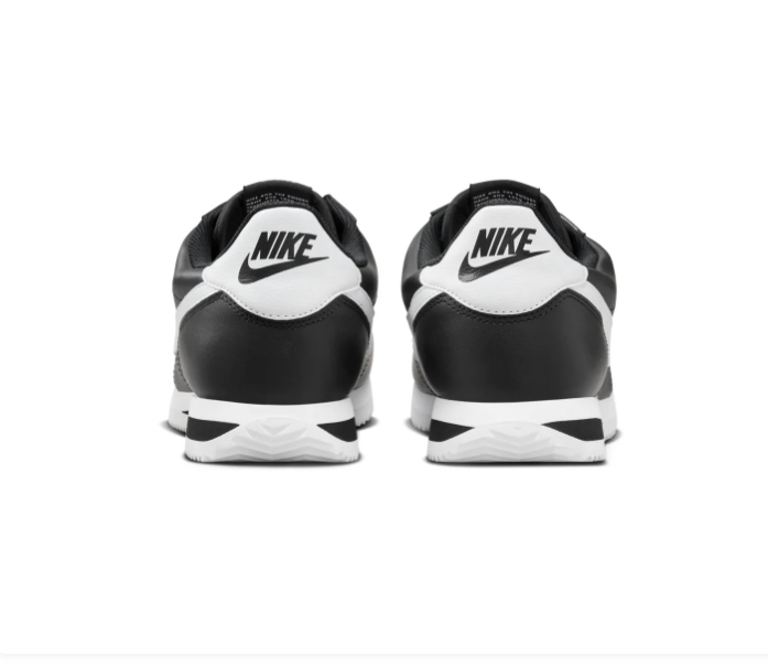 Nike Cortez 'Black & White' Black Leather & White Swoosh Retro Classic Sneakers