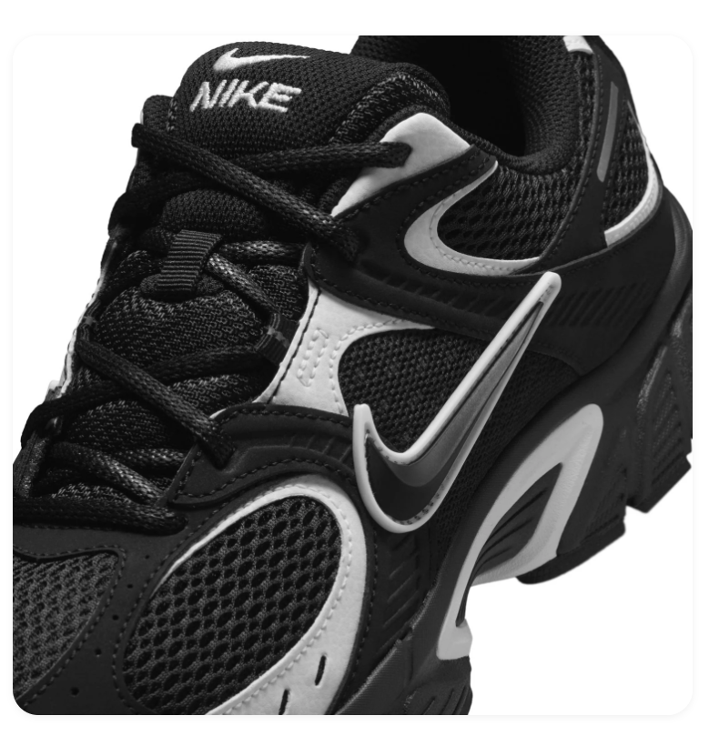 Nike Air Max Muse 'Black & White' All-Black Mesh, White Metallic Silver Swoosh & Chunky Outsole Bold Lifestyle Running Sneakers