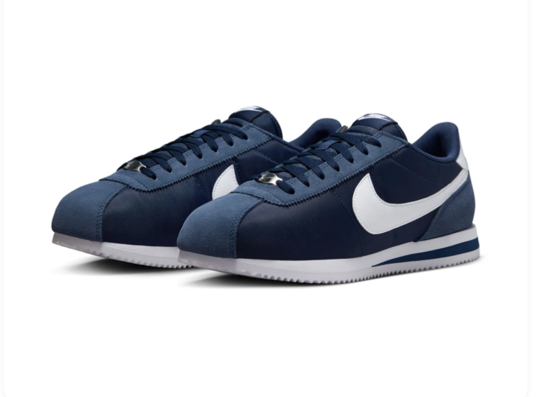 Nike Cortez 'Midnight Navy' Navy Nylon & White Swoosh Retro Classic Sneakers