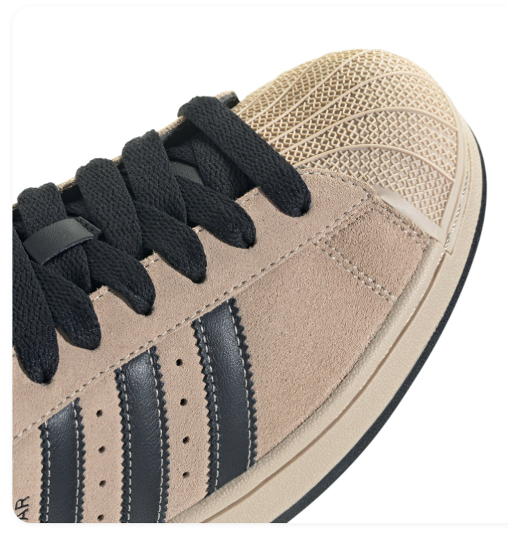 Adidas Superstar 'Wonder Beige & Core Black' Sand Suede, Black Leather 3-Stripes, Tonal Beige Shell Toe, Black Heel & Inner Lining, Square Trefoil Tongue Label & Black Outsole Earthy Retro Basketball Lifestyle Sneakers