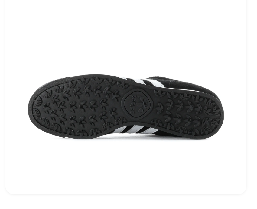 Adidas Samoa 'Core Black & Cloud White' All-Black Suede, White Leather 3-Stripes, Black Heel Tab with Trefoil, Square adidas Tongue Label, Black Laces & White Cupsole Classic American Retro Lifestyle Sneakers