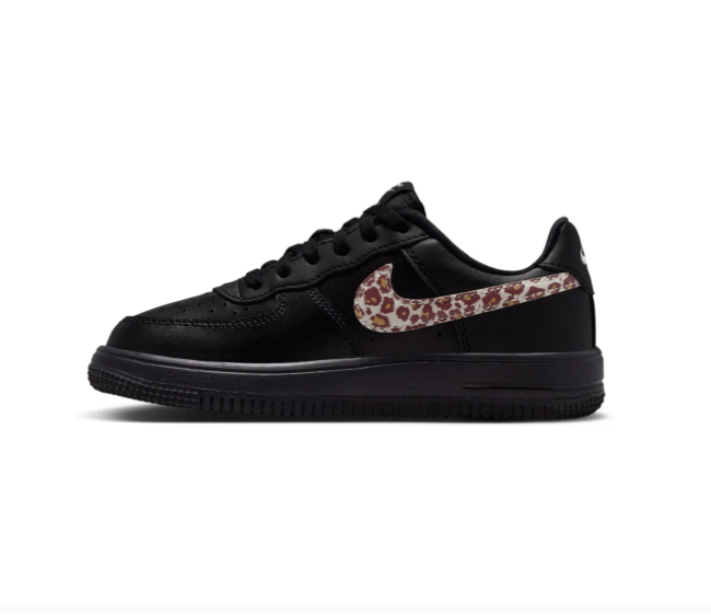 Nike Force 1 Low EasyOn 'Black & Leopard' All-Black Leather & Leopard Print Swoosh Easy-On Sneakers