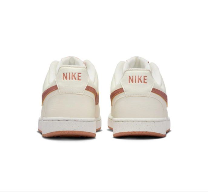 Nike Court Vision Low 'Sail & Red Stardust' Cream Leather Rose Gold Swoosh & Blush Outsole Feminine Luxury Sneakers