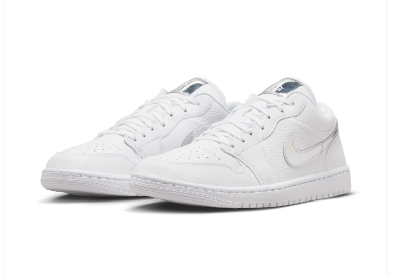 Air Jordan 1 Low 'White' Cutout Swoosh All White Sneakers
