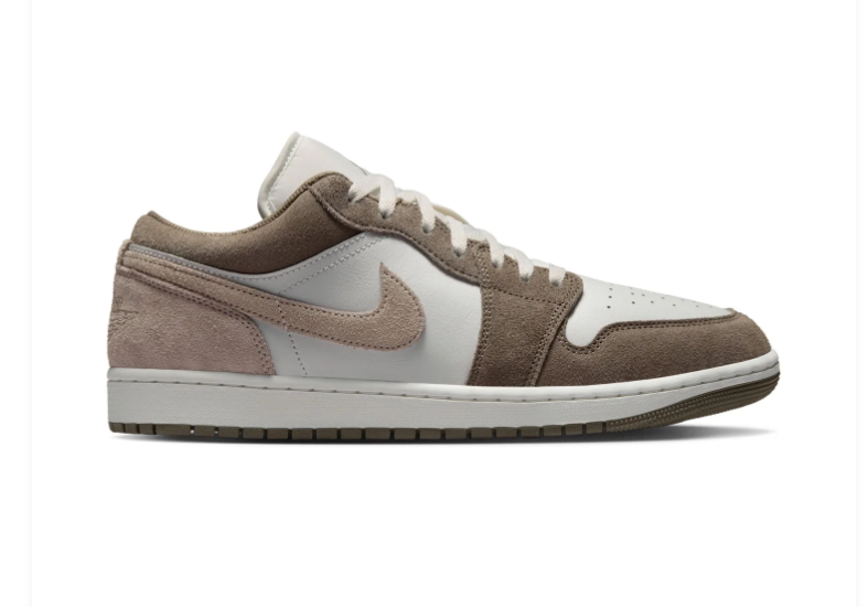 Air Jordan 1 Low 'Latte' Brown Suede & White Sneakers