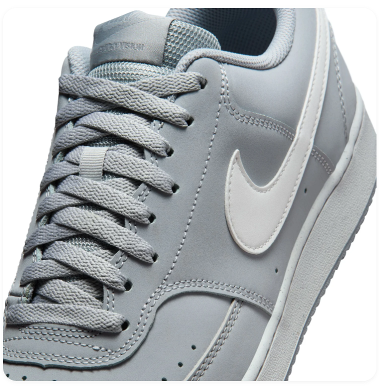 Nike Court Vision Low 'Wolf Grey' Tonal Grey Leather Minimalist Basketball Sneakers
