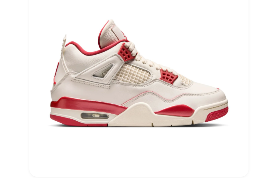 Air Jordan 4 Retro 'Red Cement' Sail White & Gym Red Sneakers (WMNS)