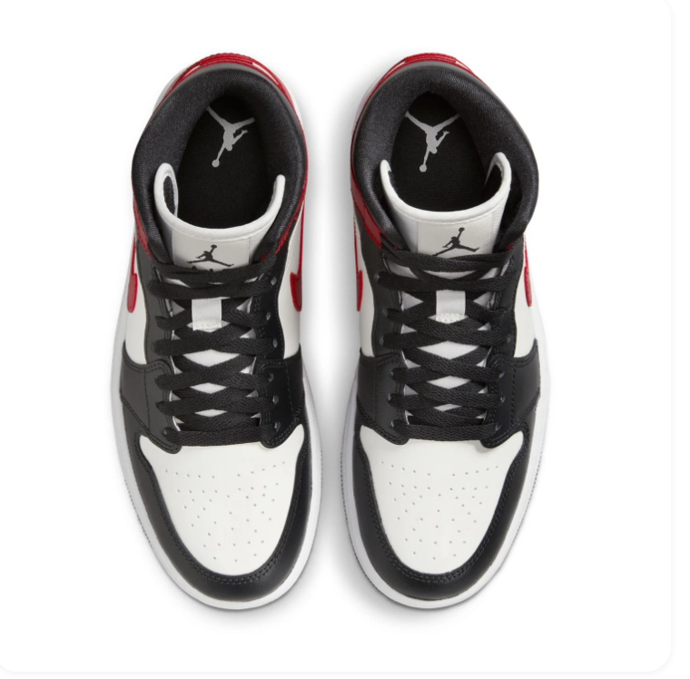 Air Jordan 1 Mid 'Chicago Black Toe' Black Red White Sneakers