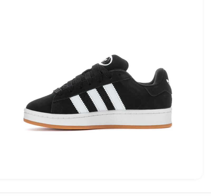 Adidas Campus 00s 'Black & White' All-Black Suede, White 3-Stripes, Trefoil Heel Patch & Gum Outsole Retro Y2K Collegiate Lifestyle Sneakers