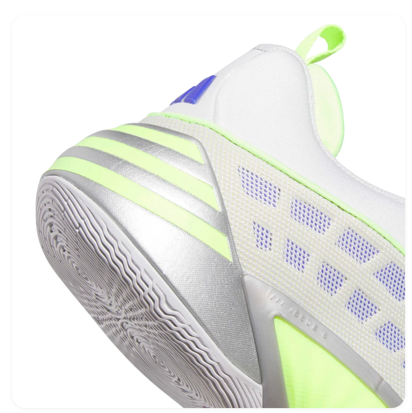 Adidas Crazy BYW X 2.0 'Silver & Volt' Metallic Silver Upper, Volt Boost Pod & Heel Pull, Purple Collar Lining, Volt 3-Stripes, White Round Laces & White Rubber Outsole High-Performance Basketball Lifestyle Sneakers