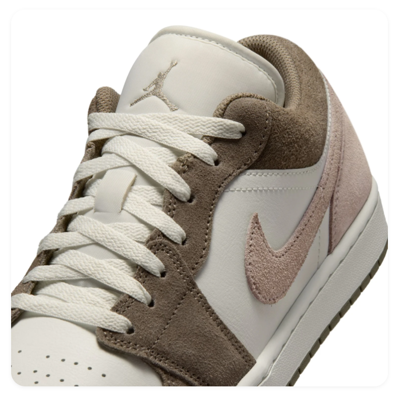 Air Jordan 1 Low 'Latte' Brown Suede & White Sneakers
