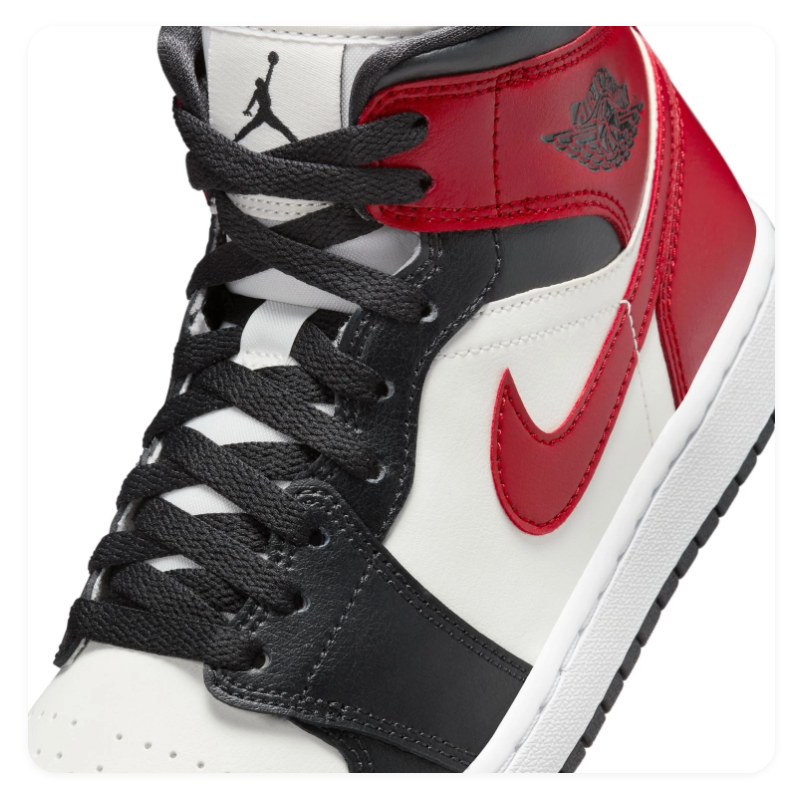 Air Jordan 1 Mid 'Chicago Black Toe' Black Red White Sneakers