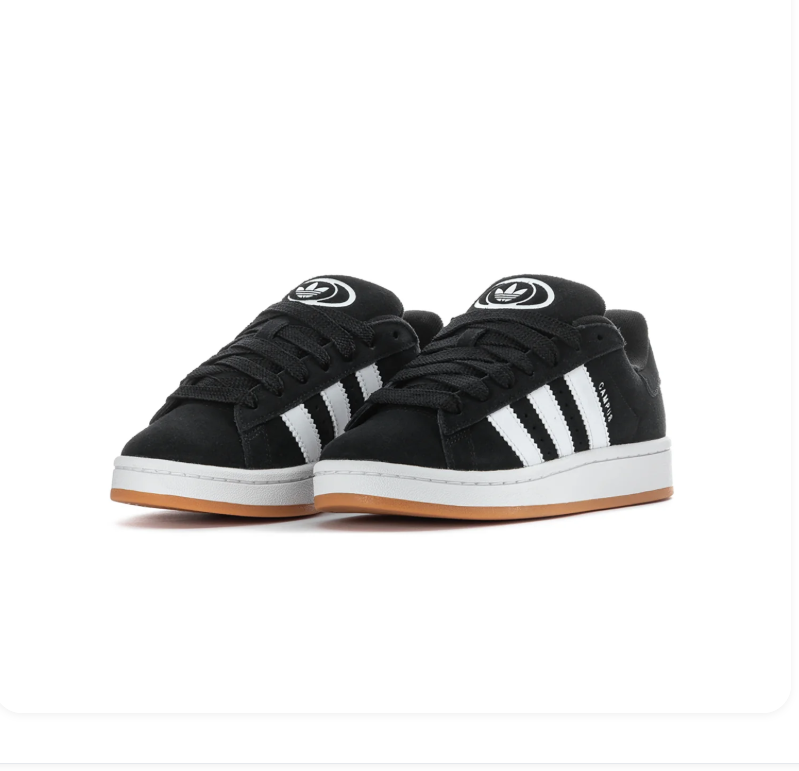Adidas Campus 00s 'Black & White' All-Black Suede, White 3-Stripes, Trefoil Heel Patch & Gum Outsole Retro Y2K Collegiate Lifestyle Sneakers