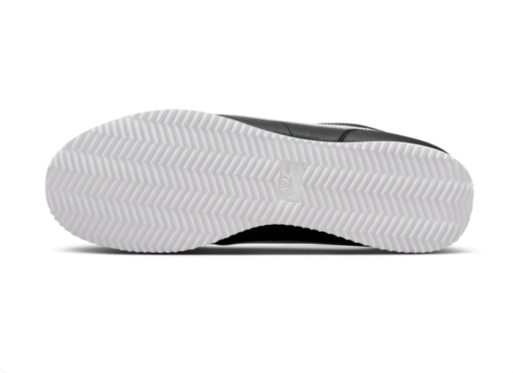Nike Cortez 'Black & White' Black Leather & White Swoosh Retro Classic Sneakers