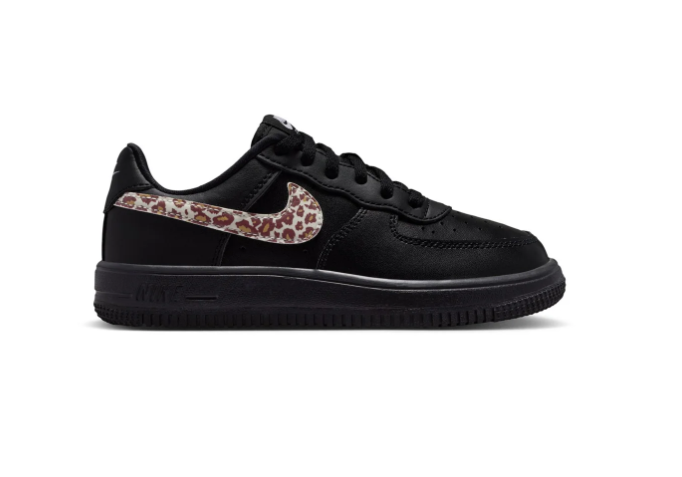Nike Force 1 Low EasyOn 'Black & Leopard' All-Black Leather & Leopard Print Swoosh Easy-On Sneakers