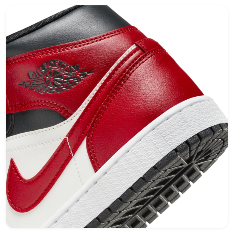 Air Jordan 1 Mid 'Chicago Black Toe' Black Red White Sneakers