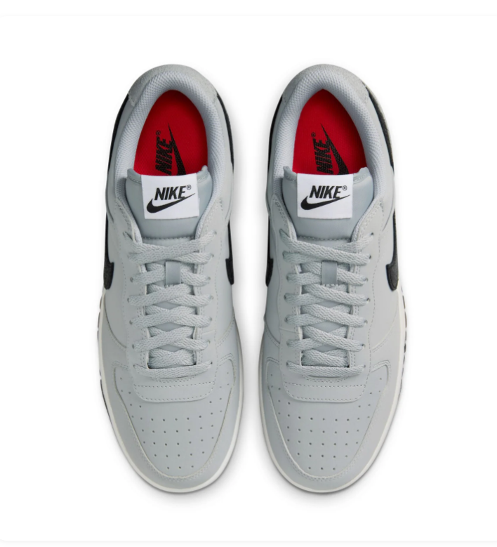 Nike Dunk Low 'Wolf Grey & Black' Wolf Grey Leather, Black Swoosh & Oversized NIKE Text Graphic Streetwear Sneakers