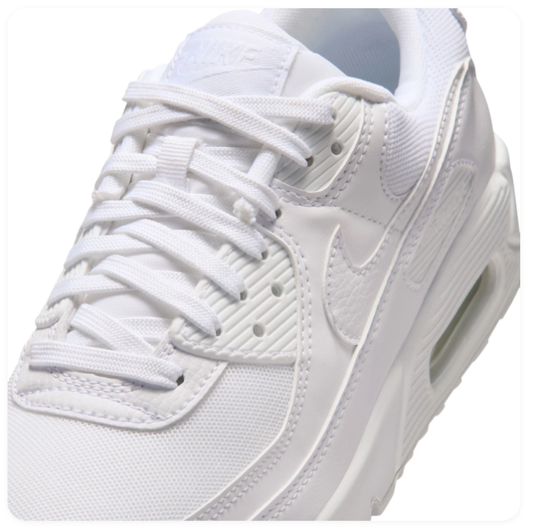Nike Air Max 90 'Triple White' All-White Classic Air Cushion Sneakers