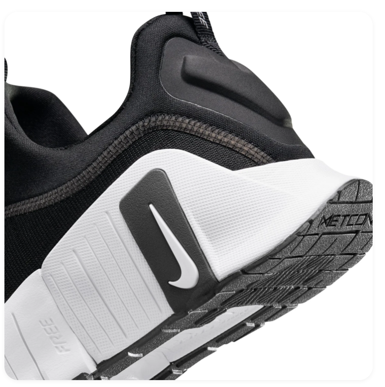 Nike Free Metcon 6 'Black & White' All-Black Mesh, White Swoosh & Bold N-Logo Training Shoe with Stable Lifting Platform