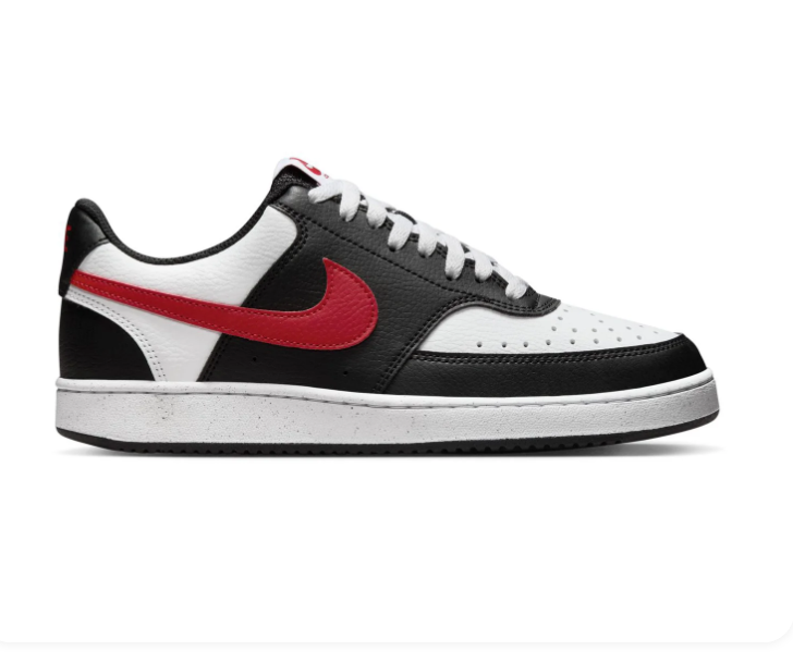 Nike Court Vision Low 'Black, White & Red' Tri-Color Leather Classic Basketball Sneakers