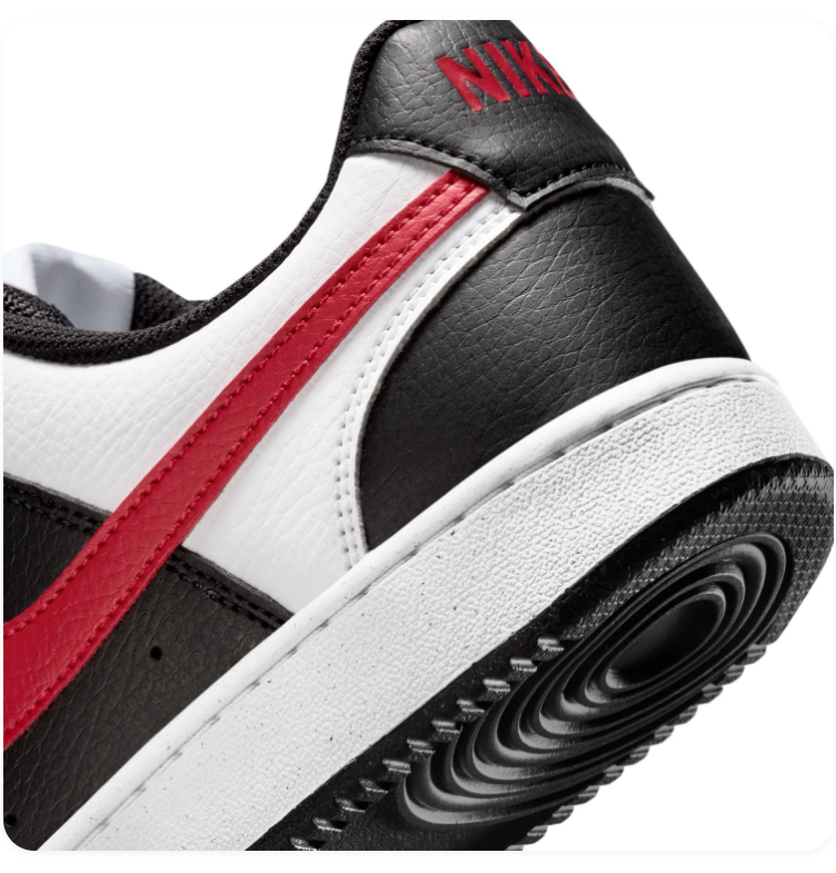Nike Court Vision Low 'Black, White & Red' Tri-Color Leather Classic Basketball Sneakers