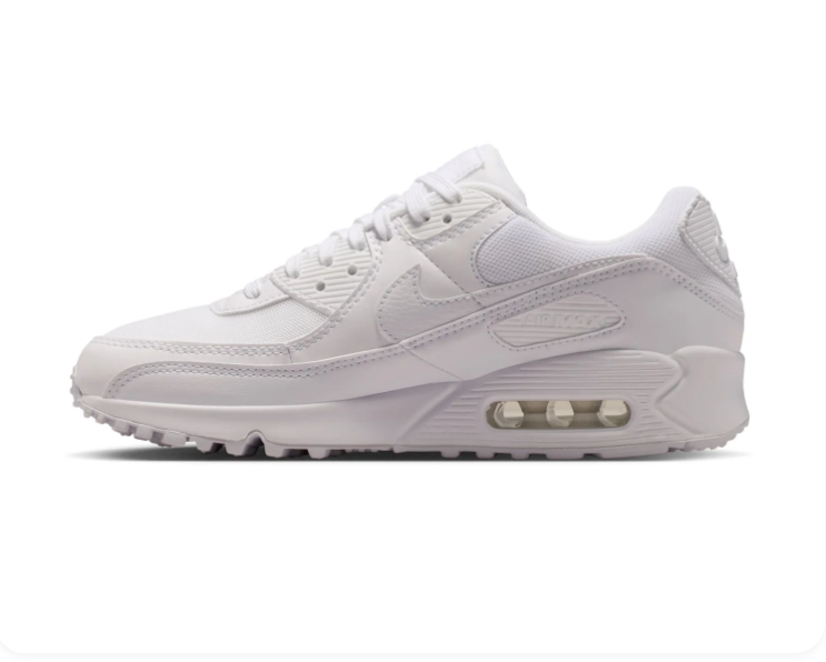 Nike Air Max 90 'Triple White' All-White Classic Air Cushion Sneakers