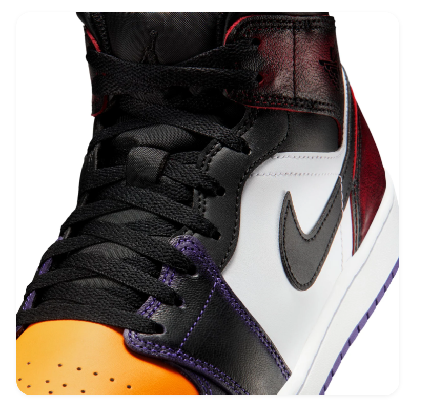 Air Jordan 1 Mid 'Lakers' Purple Gold Black Sneakers