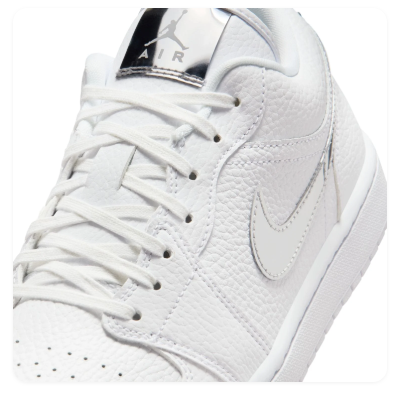 Air Jordan 1 Low 'White' Cutout Swoosh All White Sneakers