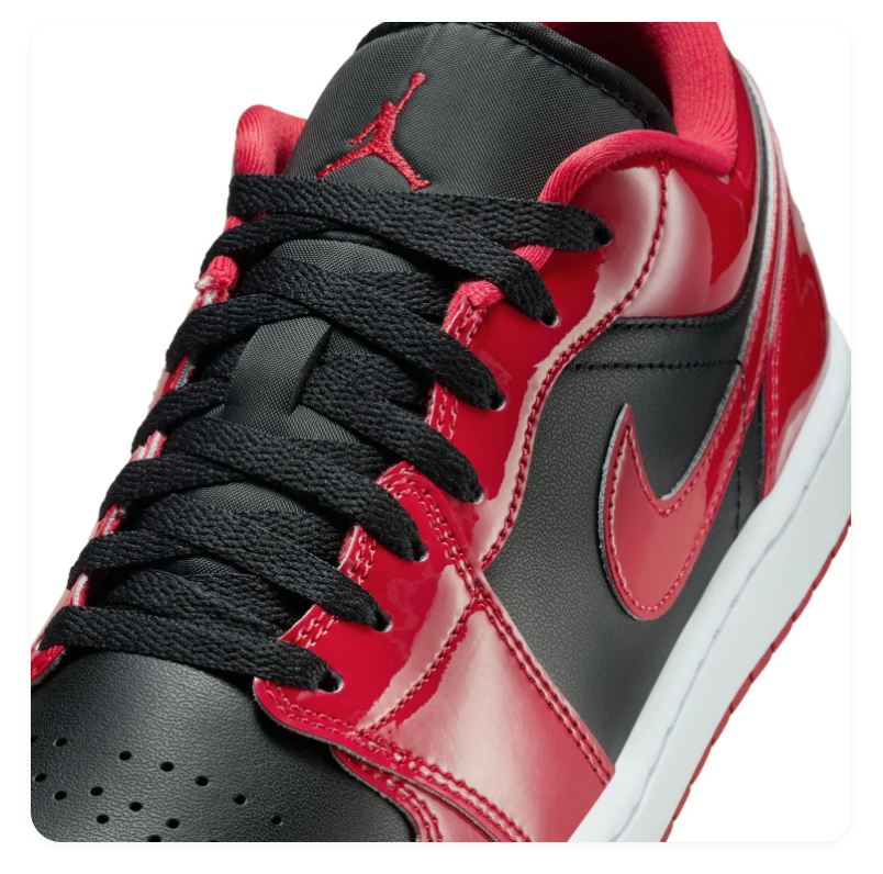 Air Jordan 1 Low 'Patent Bred' Black Red Sneakers