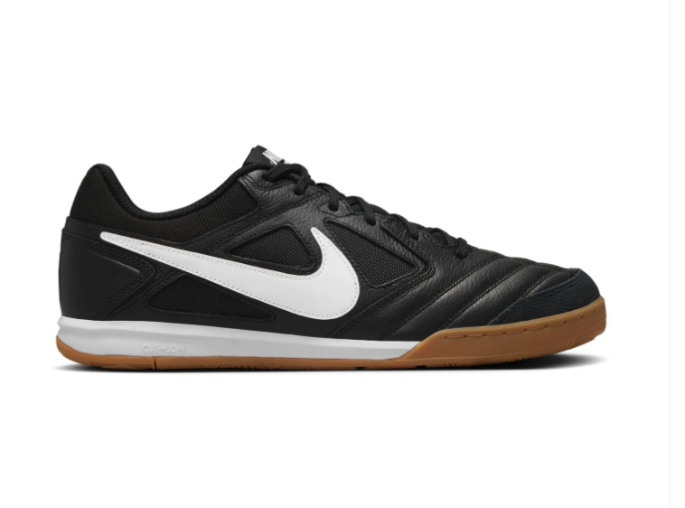 Nike Tiempo Legend 10 Academy IC 'Black & White' All-Black Leather, White Swoosh & Gum Flat Indoor Court Football Soccer Shoes