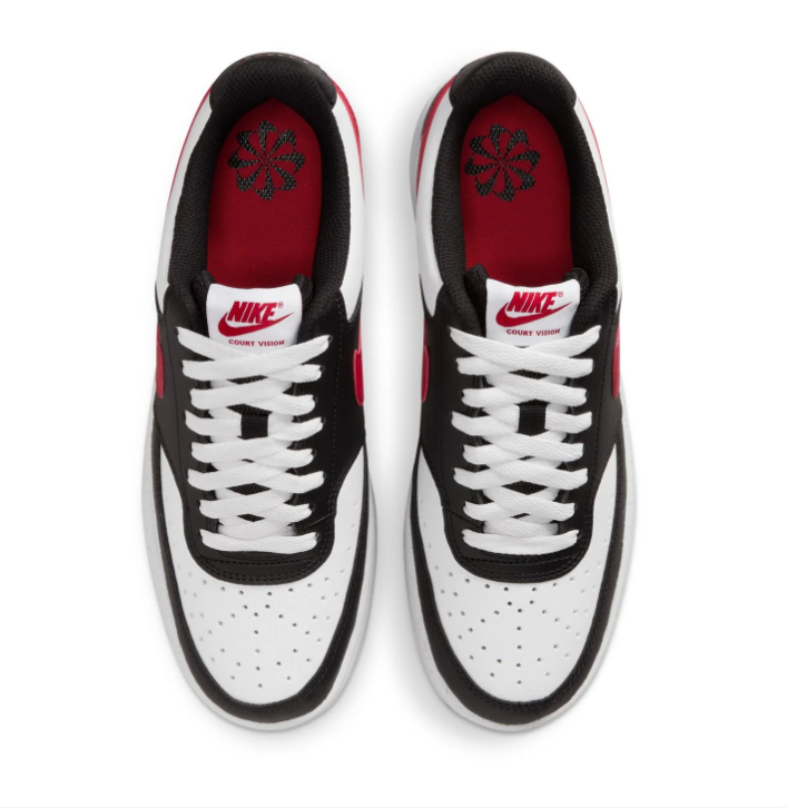 Nike Court Vision Low 'Black, White & Red' Tri-Color Leather Classic Basketball Sneakers