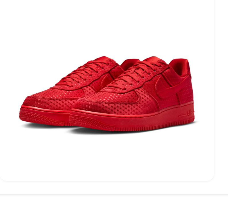 Nike Air Force 1 Low '07 'Triple Red' All-Red Perforated Suede Tonal University Red Bold Statement AF1 Sneakers