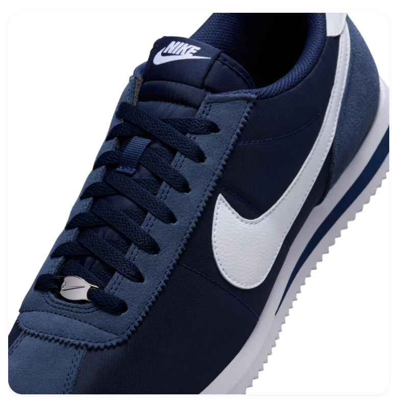 Nike Cortez 'Midnight Navy' Navy Nylon & White Swoosh Retro Classic Sneakers