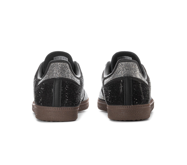 Adidas Samba OG 'Crystal Black' Full-Coverage Rhinestone Embellished Black Upper, Silver Crystal 3-Stripes, Black Round Laces, Trefoil Tongue Label & Gum Rubber Outsole Luxury Fashion Embellished Heritage Lifestyle Sneakers