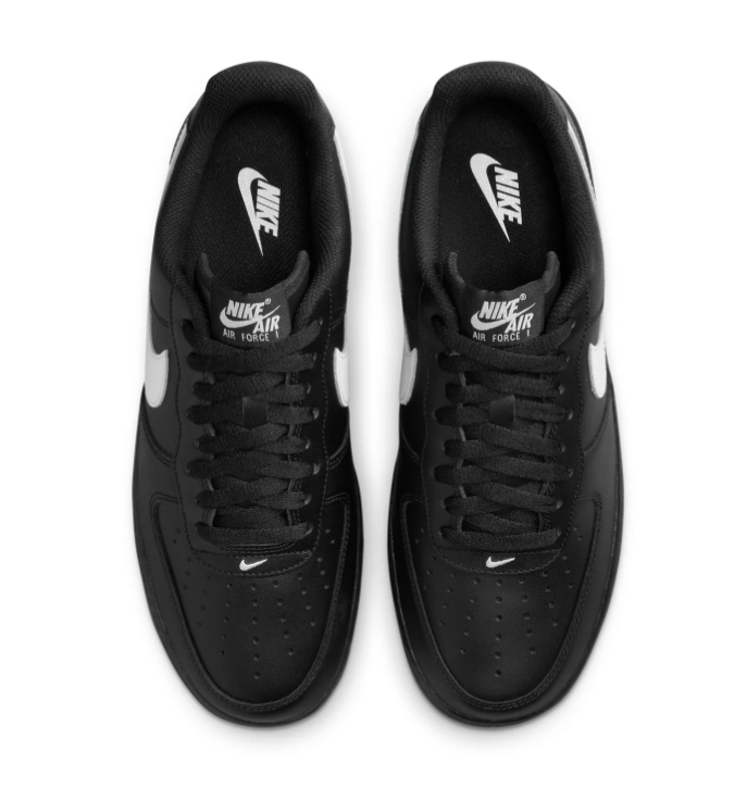 Nike Air Force 1 Low '07 'Black & White' All-Black Leather & White Swoosh Panda Classic AF1 Sneakers