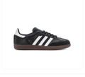 Adidas Samba OG 'Core Black & Cloud White' Black Smooth Leather, Black Suede Toe Cap, White 3-Stripes, Gold SAMBA Embroidery, Blue OG Tongue Label & Gum Outsole Iconic Retro Football Lifestyle Sneakers