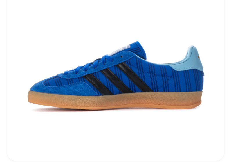 Adidas Gazelle Indoor 'Blue Bird & Core Black' Royal Blue Suede, Black 3-Stripes, Light Blue Collar & Gum Outsole Heritage Lifestyle Sneakers