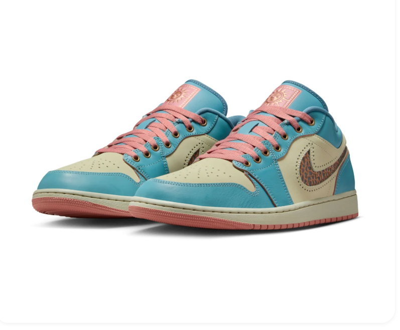 Air Jordan 1 Low SE 'Celestial' Cerulean Blue, Cream & Pink Bloom Sneakers (WMNS)