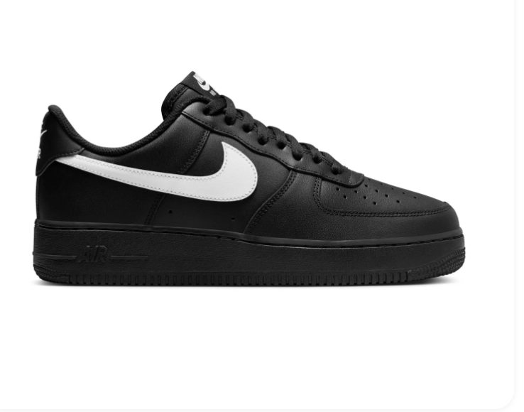 Nike Air Force 1 Low '07 'Black & White' All-Black Leather & White Swoosh Panda Classic AF1 Sneakers