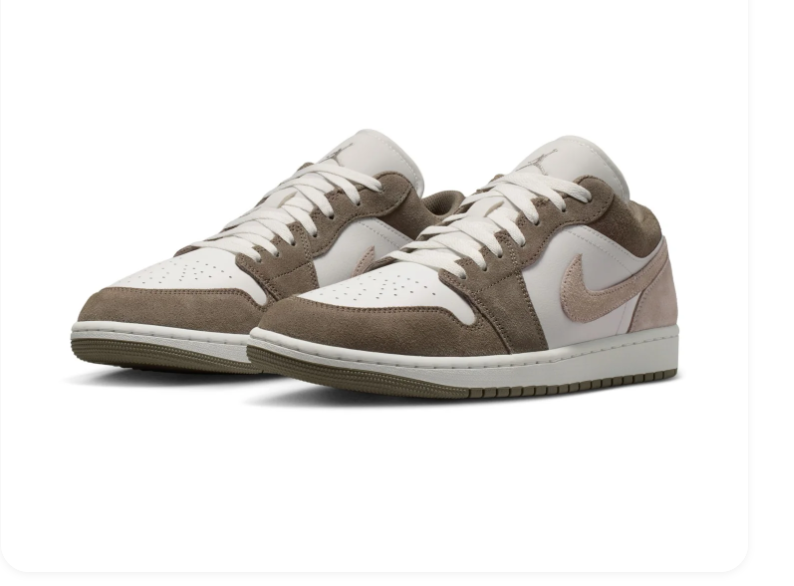 Air Jordan 1 Low 'Latte' Brown Suede & White Sneakers
