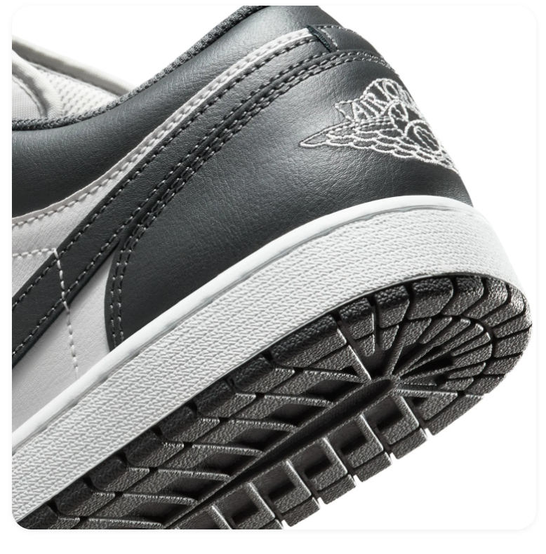 Air Jordan 1 Low 'Shadow Grey' Dark Grey & White Sneakers