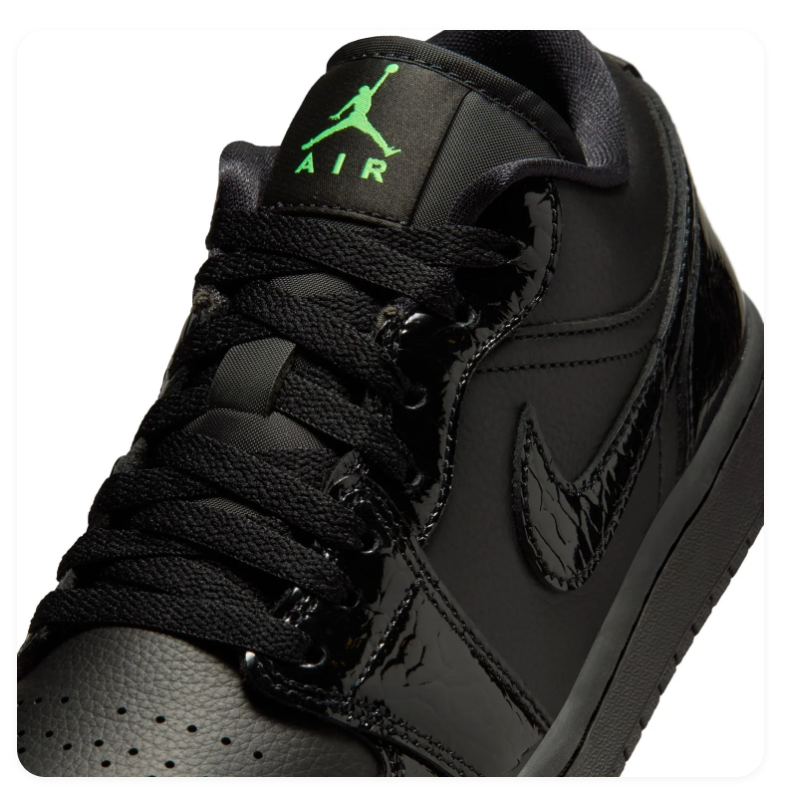 Air Jordan 1 Low 'Black Green' All Black Sneakers