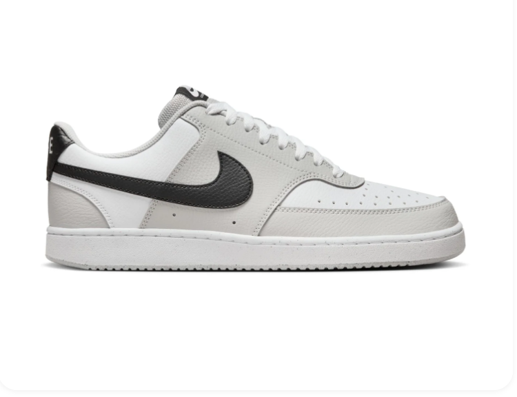 Nike Court Vision Low 'White, Grey & Black' Tri-Color Leather Classic Basketball Sneakers