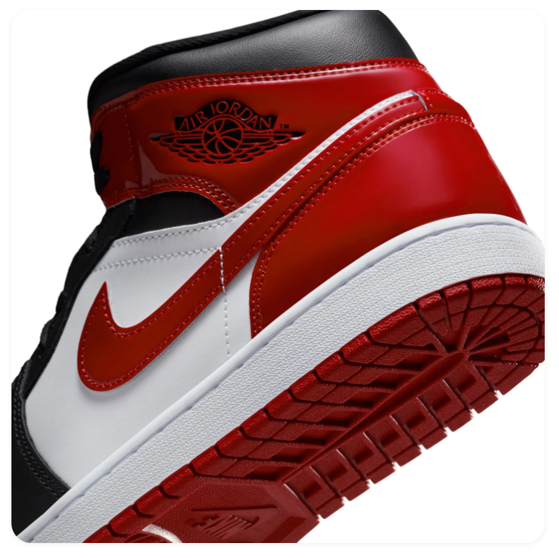 Air Jordan 1 Mid 'Bred Toe' Black Red Sneakers
