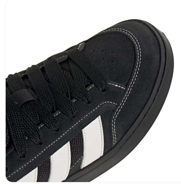 Adidas Courtic 'Core Black & Cloud White' All-Black Suede, White 3-Stripes, Contrast White Stitching Throughout & Full Black Cupsole Modern Court Lifestyle Sneakers