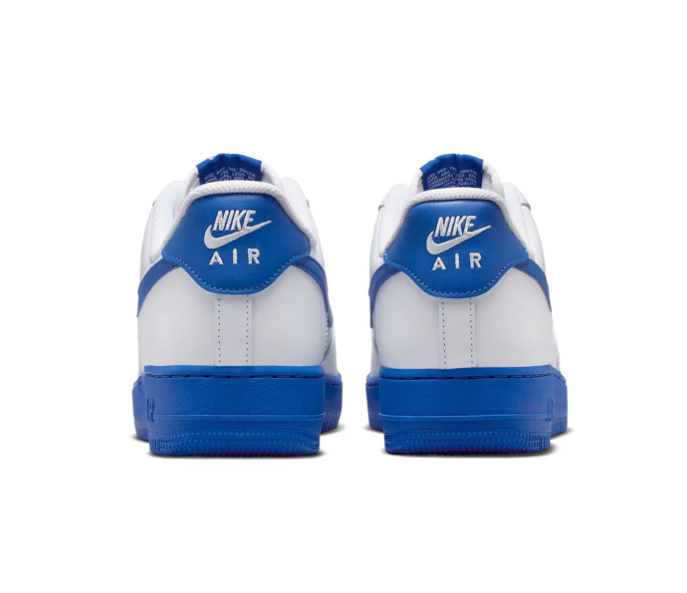 Nike Air Force 1 Low '07 'White & Game Royal' White Leather, Game Royal Swoosh & Bold Blue Outsole Collegiate AF1 Sneakers